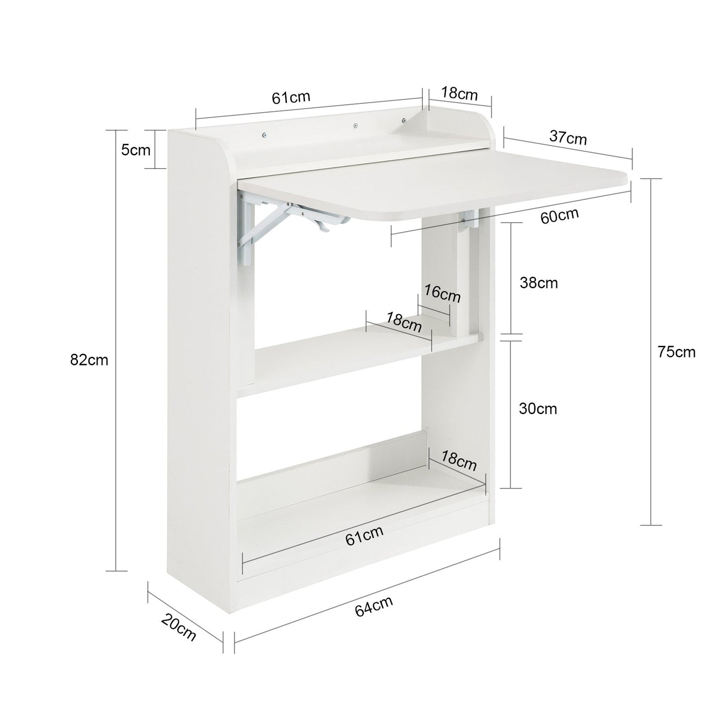 SoBuy Opvouwbaar Bureau - 64x58x82 cm - 35 Kg Draagvermogen