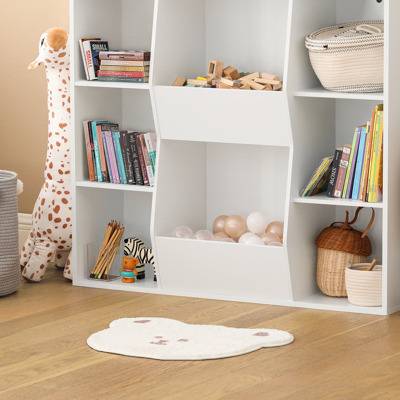 SoBuy KMB55-W Kinderboekenkast - MDF - 106 x 30 x 104 cm - Wit
