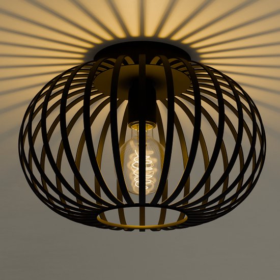 Nolt Plafondlamp Zwart - Plafonniere E27 Lamp - Industrieel - ⌀ 30cm