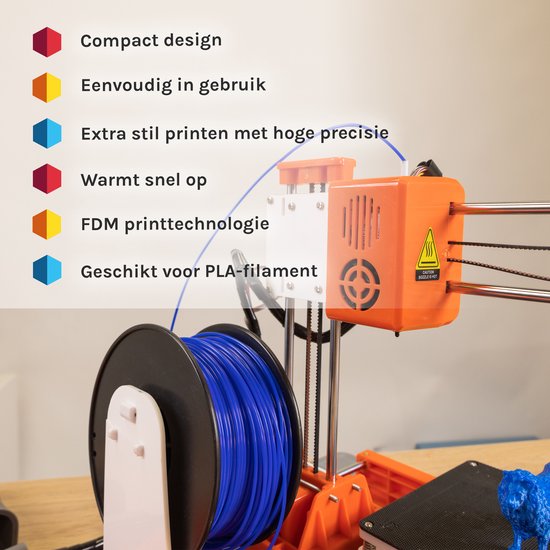 3D&Print 3D Printer voor Beginners, Kinderen - Bouwpakket - Starterspakket voor Kinderen - Oranje