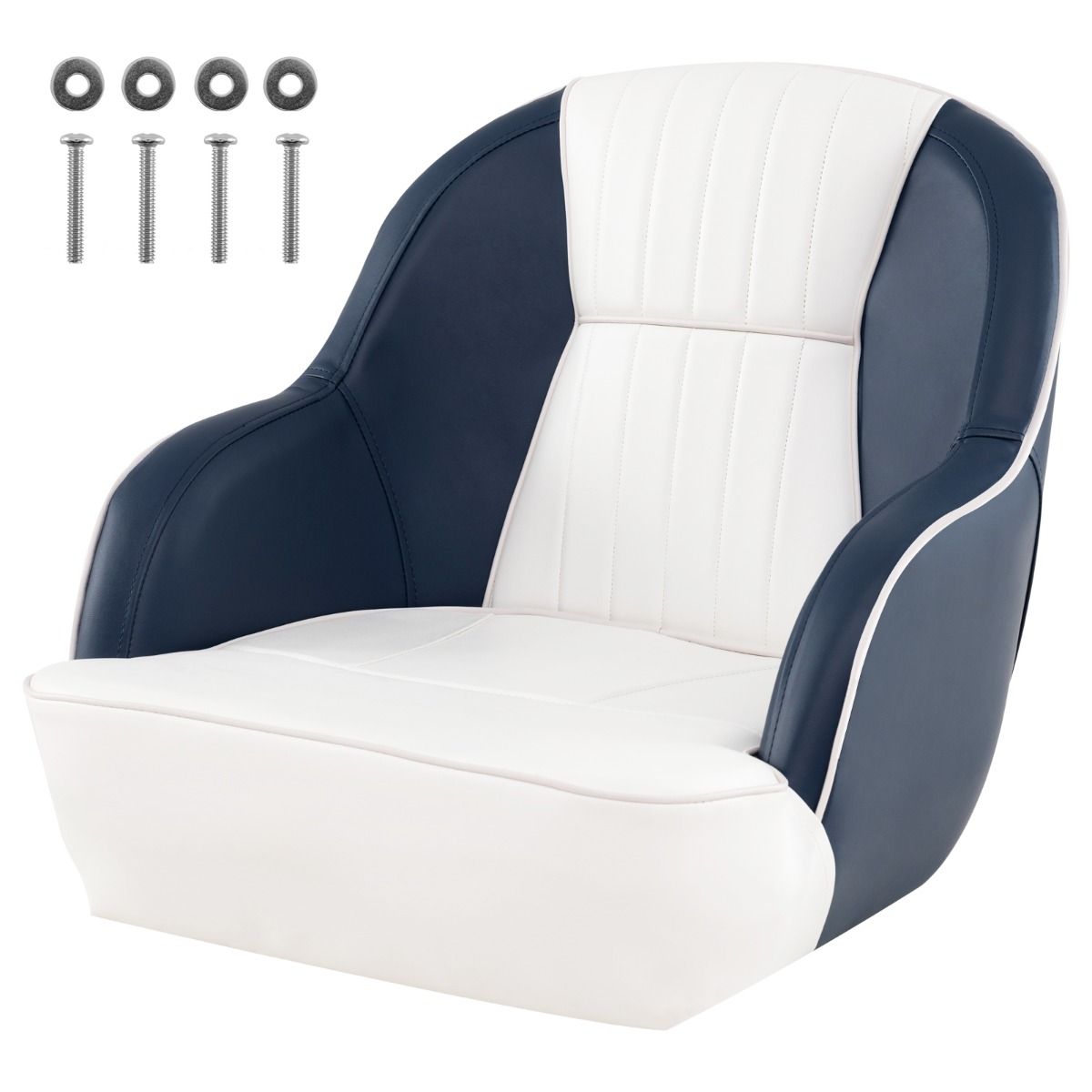 Coast Kapiteinsstoel voor boot - dikke schuimvulling - waterdicht PVC-leer - blauw en wit