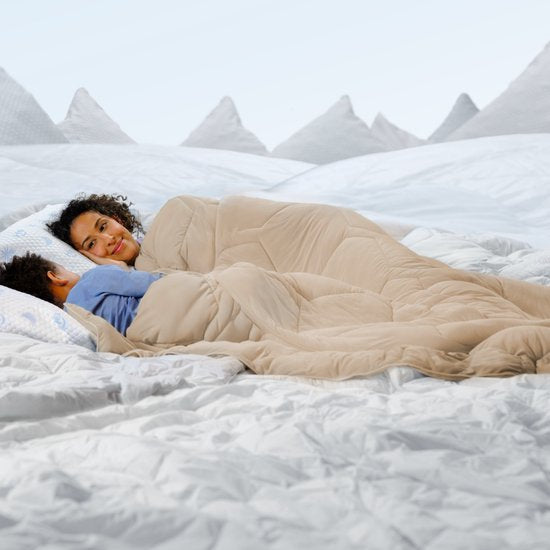 HappyBed Dekbed zonder overtrek 240x220 - Wasbaar Zomerdekbed - Bedrukt dekbed zonder hoes - Hoesloos Dekbed - Lits Jumeaux - Taupe