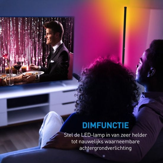 Grundig LED Staande Lamp - Vloerlamp 140cm - Dimbaar RGBW en Wit Licht - Incl. Afstandsbediening en Muziek Sensor
