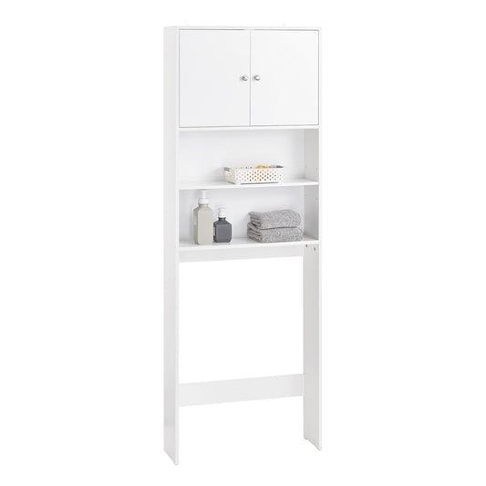 SoBuy BZR165-W Wasmachinemeubel – Wit – 65x20x182 cm – Kast met Deuren en Planken voor Boven Wasmachine