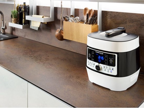 Rommelsbacher multifunctionele snelkookpan Mein Hans MD 1000 – 14 programma’s – Snelkoken, Rijstkoken, Sauteren, Stomen, Slowcooking, Sous-vide, Bakken en braden, Frituren – 6 liter