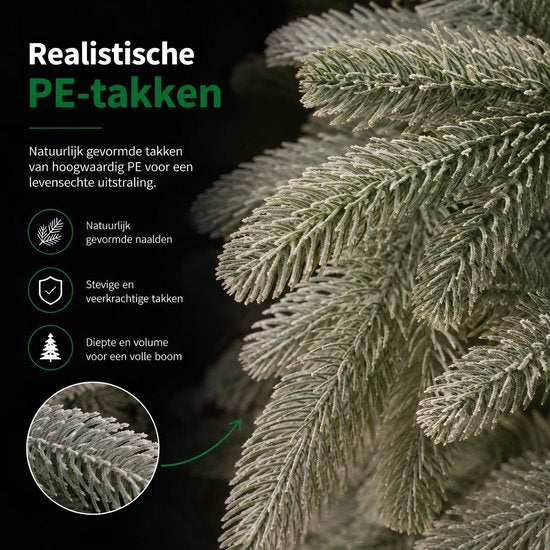 Black Box Trees Nagoya Kerstboom Frosted met Scharnierconstructie - Kunstboom met Volle Uitstraling en 738 Takken - Kerstversiering voor Binnen - H150 x Ø91 cm - Groen