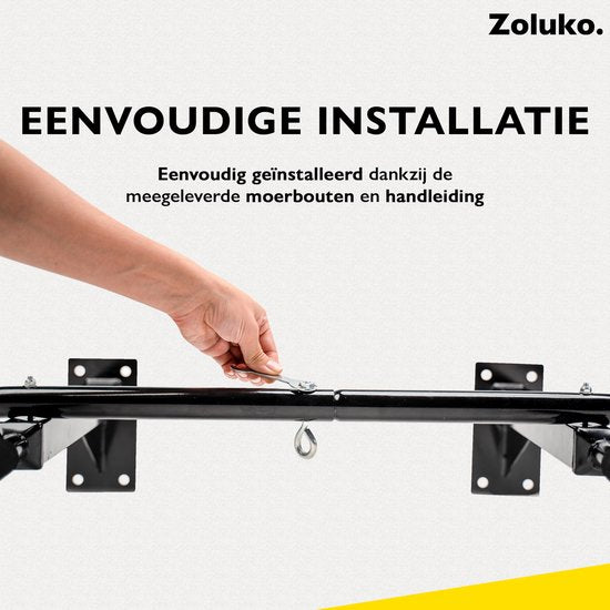 Zoluko Professionele Pull Up Bar Wandmontage - 150kg Draagkracht - Incl. E-boek - Eenvoudige Bevestiging - Optrekstang Fitness - Pull Up Station voor Thuis Sporten - Chin Up Bar - Zwart