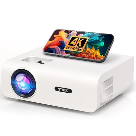 Strex - Mini beamer/projector - 1080P Full HD - 15000 lumen - Draadloos streamen - WiFi - Bluetooth - Wit