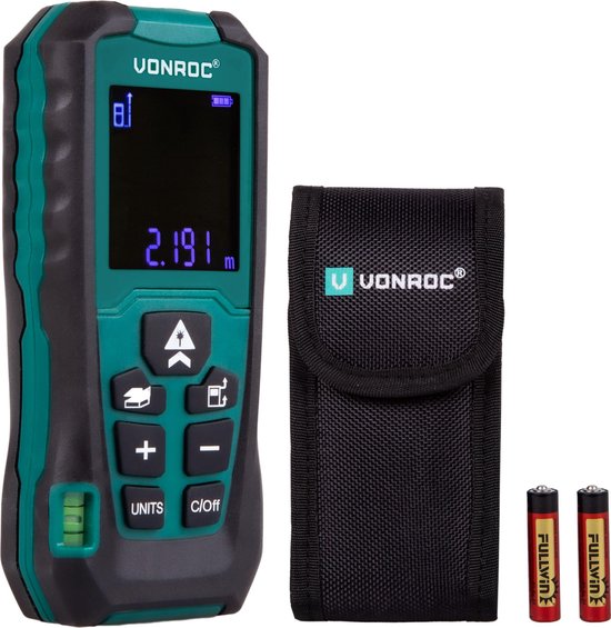 VONROC Laser afstandsmeter – 40 meter bereik –  Aanpasbare meetreferentie