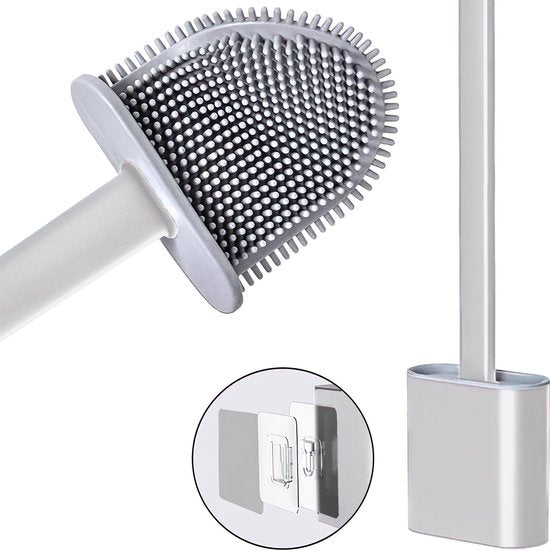 Roegaarden WC Borstel met Houder – Toiletborstel – Siliconen – Vrijstaand En Hangend – Wit