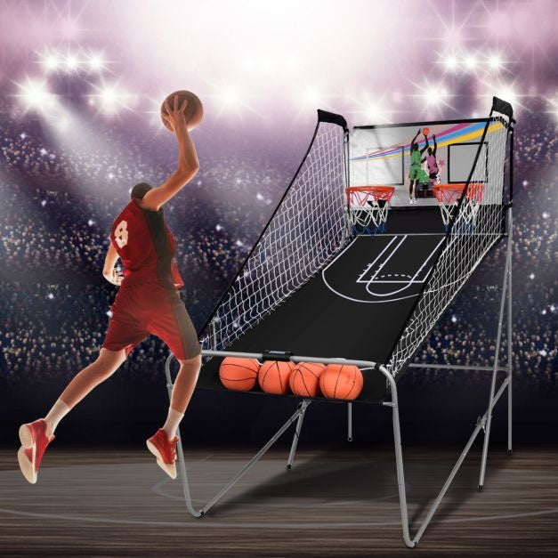 Coast Binnen Elektronische Basketbal Spel - Basketbalgooi Machine - Elektronische Automatische Score- Incl 4 Ballen - Zwart