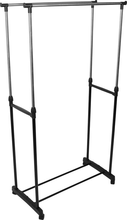 Niceey Kledingrek op Wieltjes - Verstelbaar Hoogte 90-160 cm - 130 KG Draagcapaciteit - Kleding Rek op Wielen - Kledingrek Metaal - Kledingrek Slaapkamer - Zwart