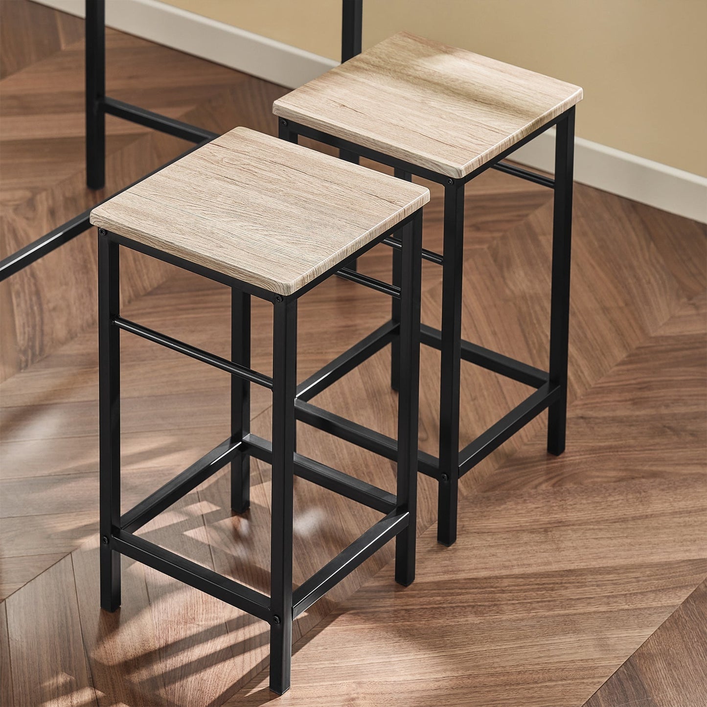 SoBuy Bartafel met 4 Krukken - Modern - max. 120 kg - Zwart / Bruin