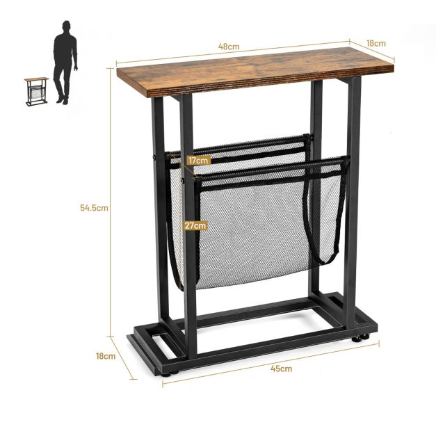 Coast Industrial Side Table 2-fasen smal zachter 48 x 18 x 54,5 cm bruin - zwart