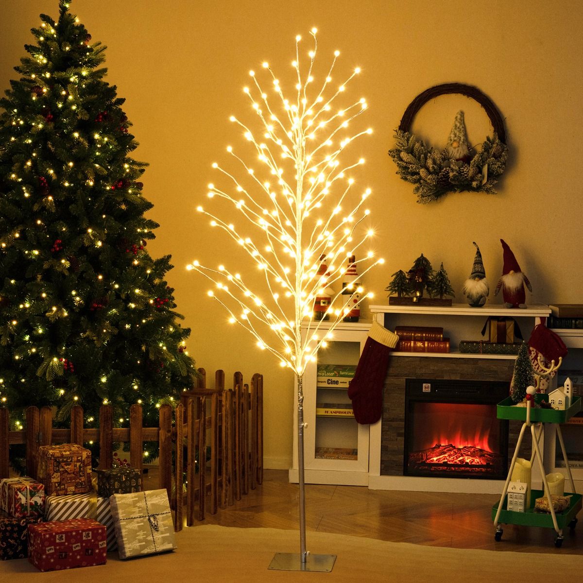 Coast LED Lichtenboom Berkenboom - 155 cm – Warmwit – Zilver – Metalen Standaard – Voor Binnen & Buiten