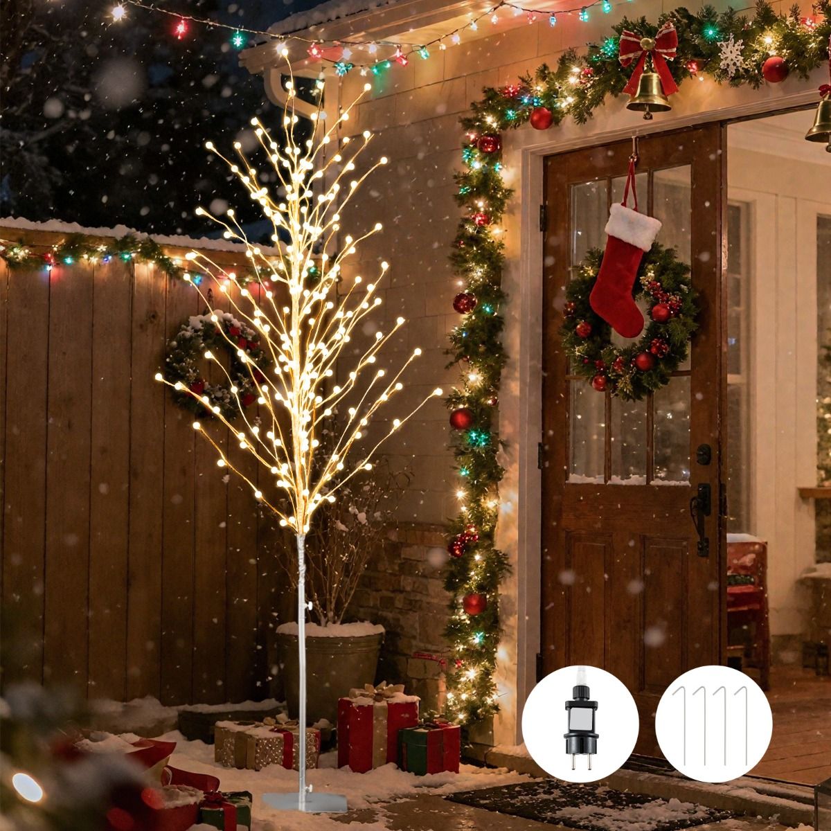 Coast LED Lichtenboom Berkenboom - 155 cm – Warmwit – Zilver – Metalen Standaard – Voor Binnen & Buiten