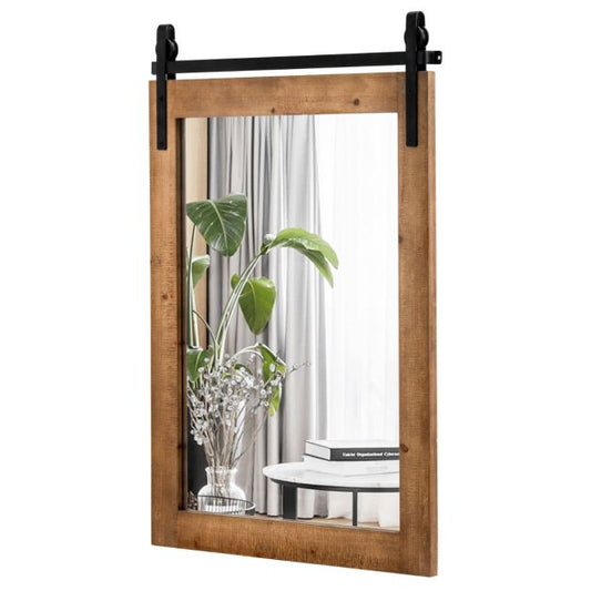 Coast rechthoekige spiegel met houten frame en metalen houder rustiek 76,5 x 56 cm bruin