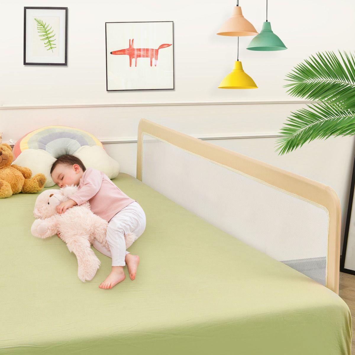 Coast Bedhekje Inklapbaar - 180 cm x 56 cm - Beige - Veiligheidsbedrail voor Peuters en Kinderen