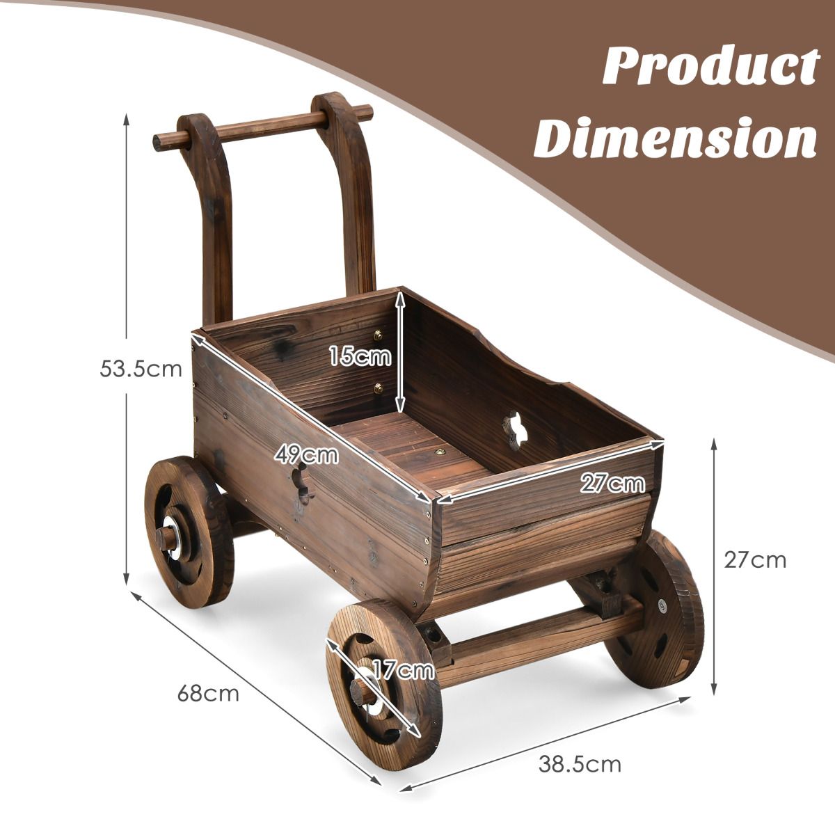 Coast Plantenbak - Wagenvorm - Max. 20 kg - 68 x 39 x 54 cm - Bruin