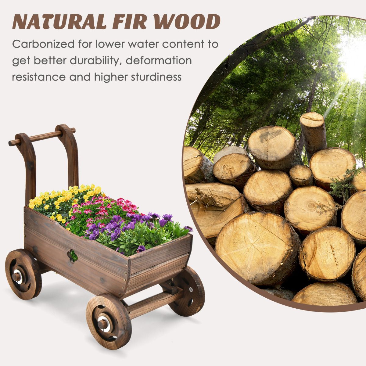 Coast Plantenbak - Wagenvorm - Max. 20 kg - 68 x 39 x 54 cm - Bruin