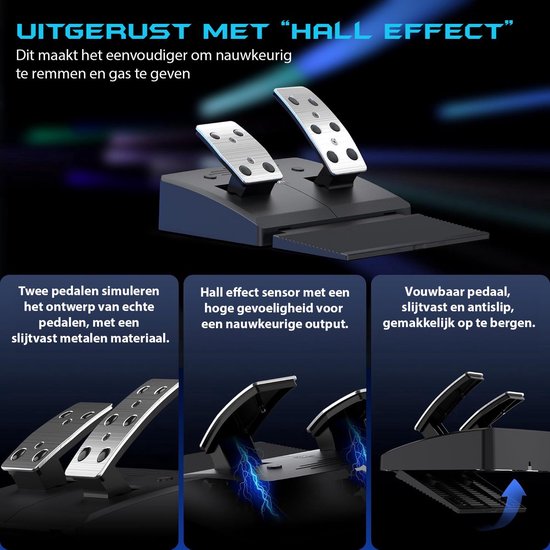PXN - V900 Gen 2 - Race Stuur - Met Pedalen & Flippers - 270 / 900° - Game Stuur - Geschikt voor PS4 - PC - PS3 - Switch - Xbox X/S Series
