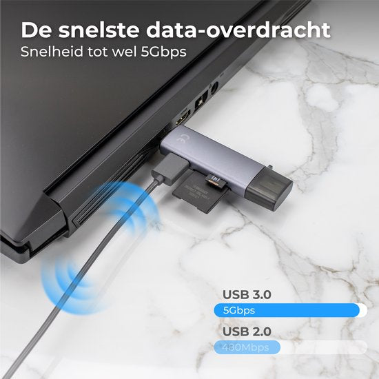 Nuvance - SD Kaart Lezer - USB Stick - SD Kaart Lezer USB C - Card Reader - Micro USB - Geheugenkaartlezer - Micro SD Adapter - SD Kaartlezer - Micro SD Kaart Lezer - USB 3.0 - Geschikt voor alle Smartphones & Computers