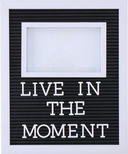 ArtiCasa Letterbord met Fotolijst – 188 Witte Letters – 28×23 cm – Zwart/Wit – Wanddecoratie – Inclusief Ophangsysteem