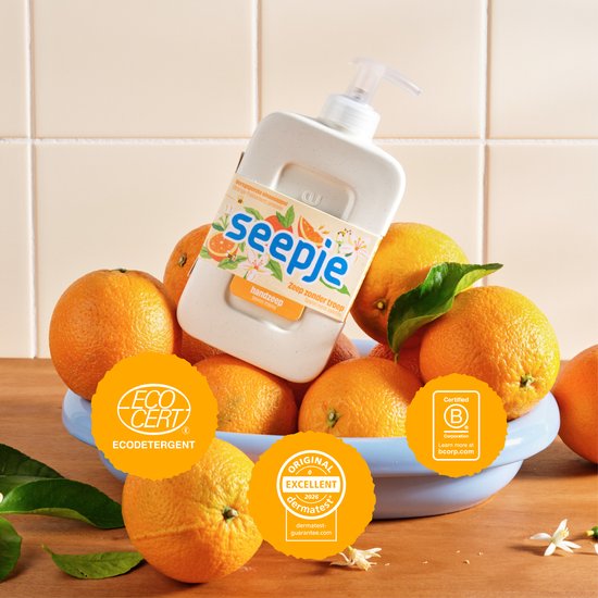 Seepje - Handzeep Versgeperste Sinaasappel Geur - 8 x 300 ml - Voordeelverpakking