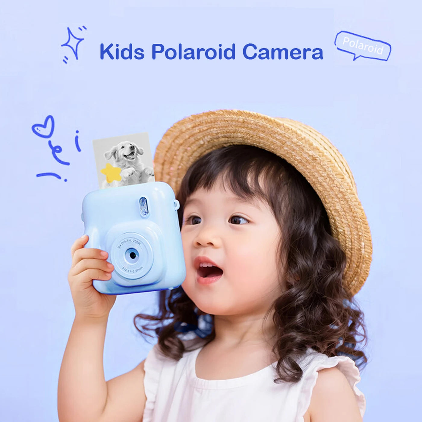 Songdian Kindercamera met Directe Print DC506 - Blauw - 48 MP - Dubbele Camera - LED-flitser - Ook als Webcam