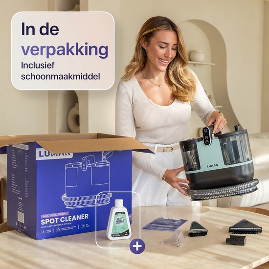 LUMAN Tapijtreiniger 5 in 1 - 60°C Verwarmingsfunctie - Vlekkenreiniger - Stoomreiniger - Zetelreiniger - Bank Reiniger - 16.000 kPa - Groen