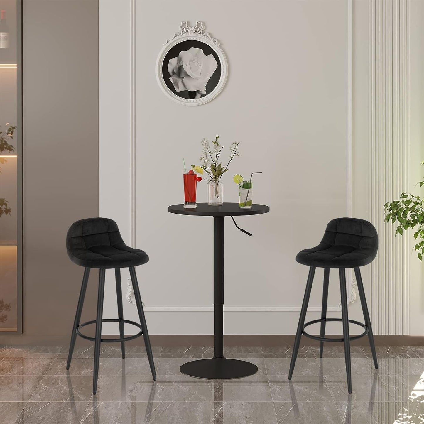 WOLTU Bartafel - Statafel - Verstelbaar 70-91cm - Zwart