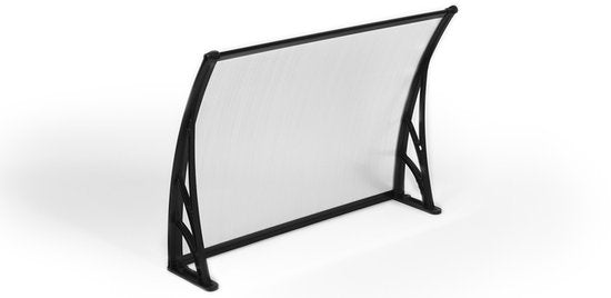 909 Outdoor Weerbestendige Deurluifel - Overkapping - UV-polycarbonaat en Aluminium - 100 x 80 cm