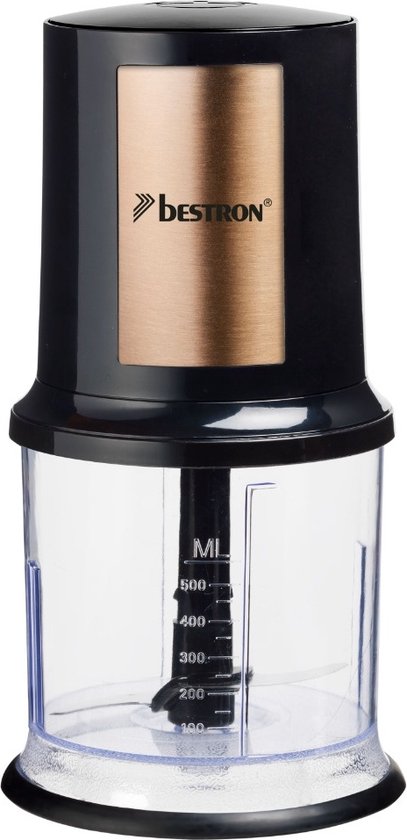 Bestron Hakmolen - AKC200CO - 500ml inhoud - 2 RVS messen - Pulsfunctie - Koper - 5 jaar garantie