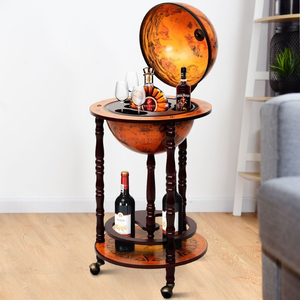 Coast - Wijnrek - Globebar - Wijnbar - Wereldbol bar - ⌀ 45 cm - Bruin