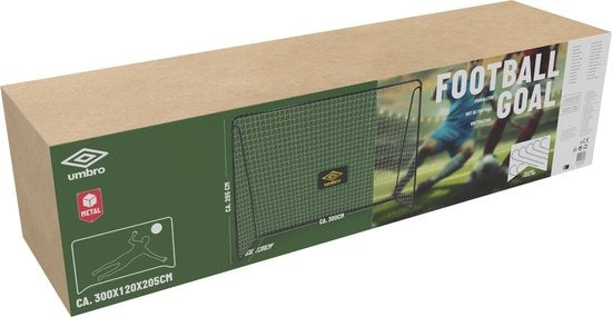 Umbro Voetbaldoel - Voetbal Goal 300 x 120 x 205 cm - Voetbalgoal Groot - Buitenspeelgoed voor Kinderen en Volwassenen - Snelle Montage - Voetbal Training Doel - Metaal - Zwart/ Geel