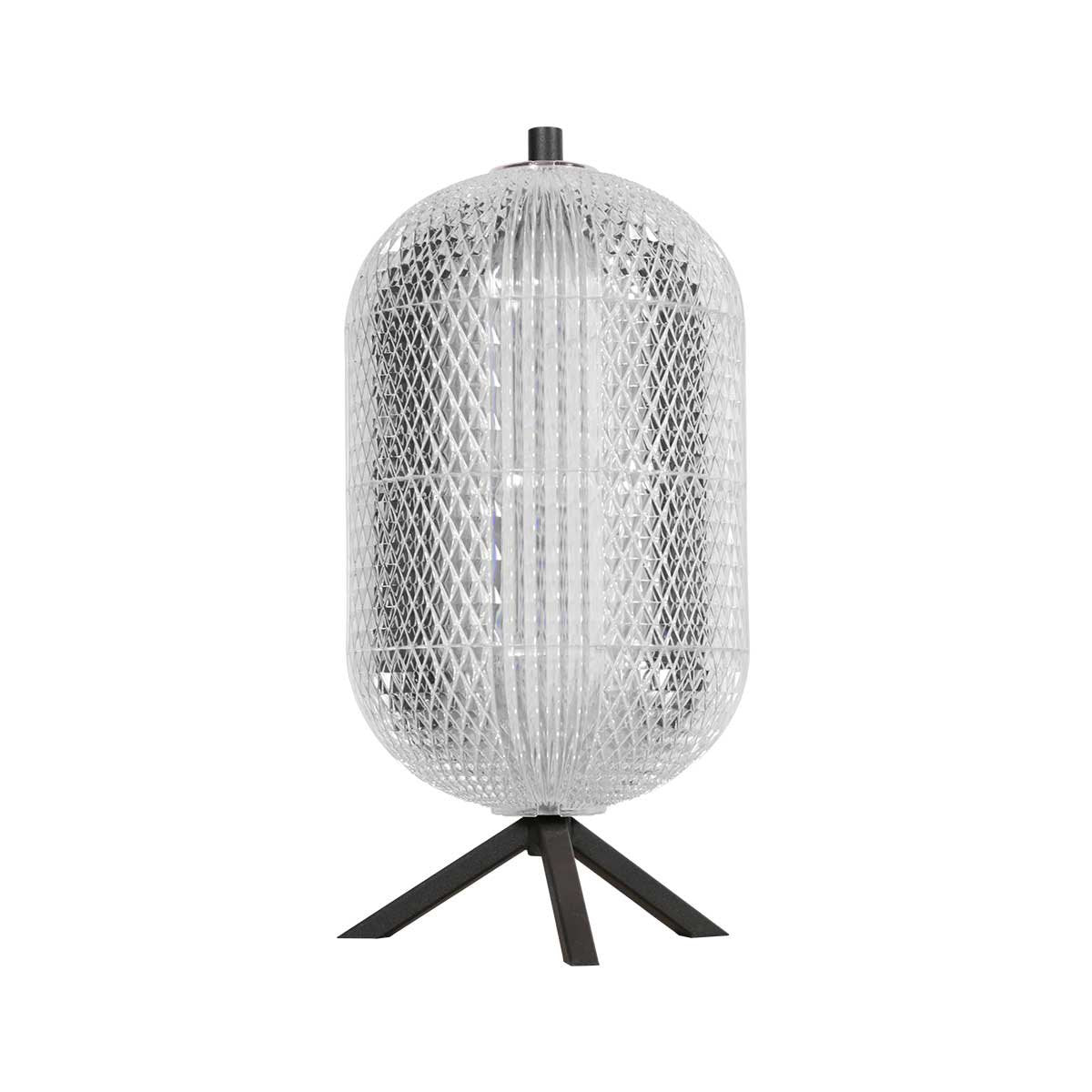 Tafellamp Geripu 3841ZW Ø15cm geribbeld kunststof met led module - Transparant/Zwart - Design - Mexlite