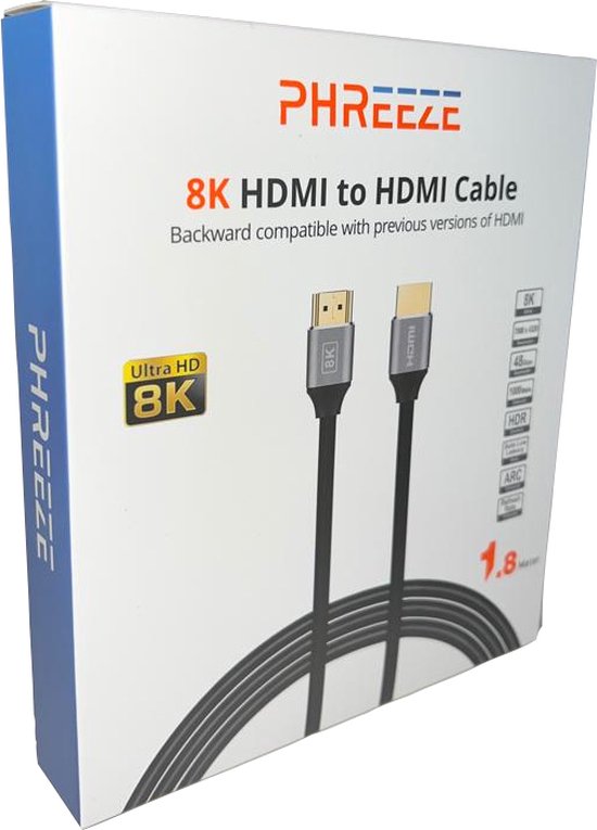 HDMI naar HDMI 8K@60hz - Nylon - Modern Grijs - 3M