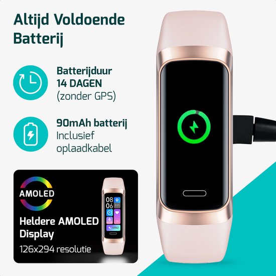 FITAGE Stappenteller - Activity Tracker - Stappenteller Horloge - Smartwatch - Dames en Heren - Roze