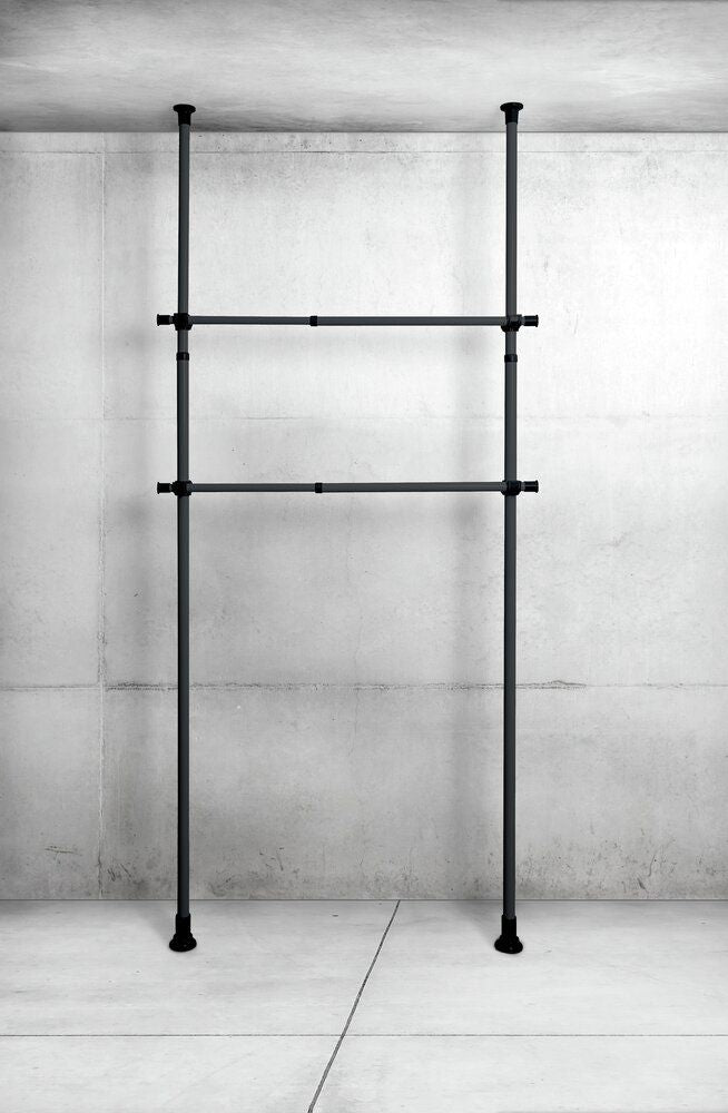 WENKO Herkules Kledingstangen Zwart - 2-Delig - Verstelbaar 75-120 cm