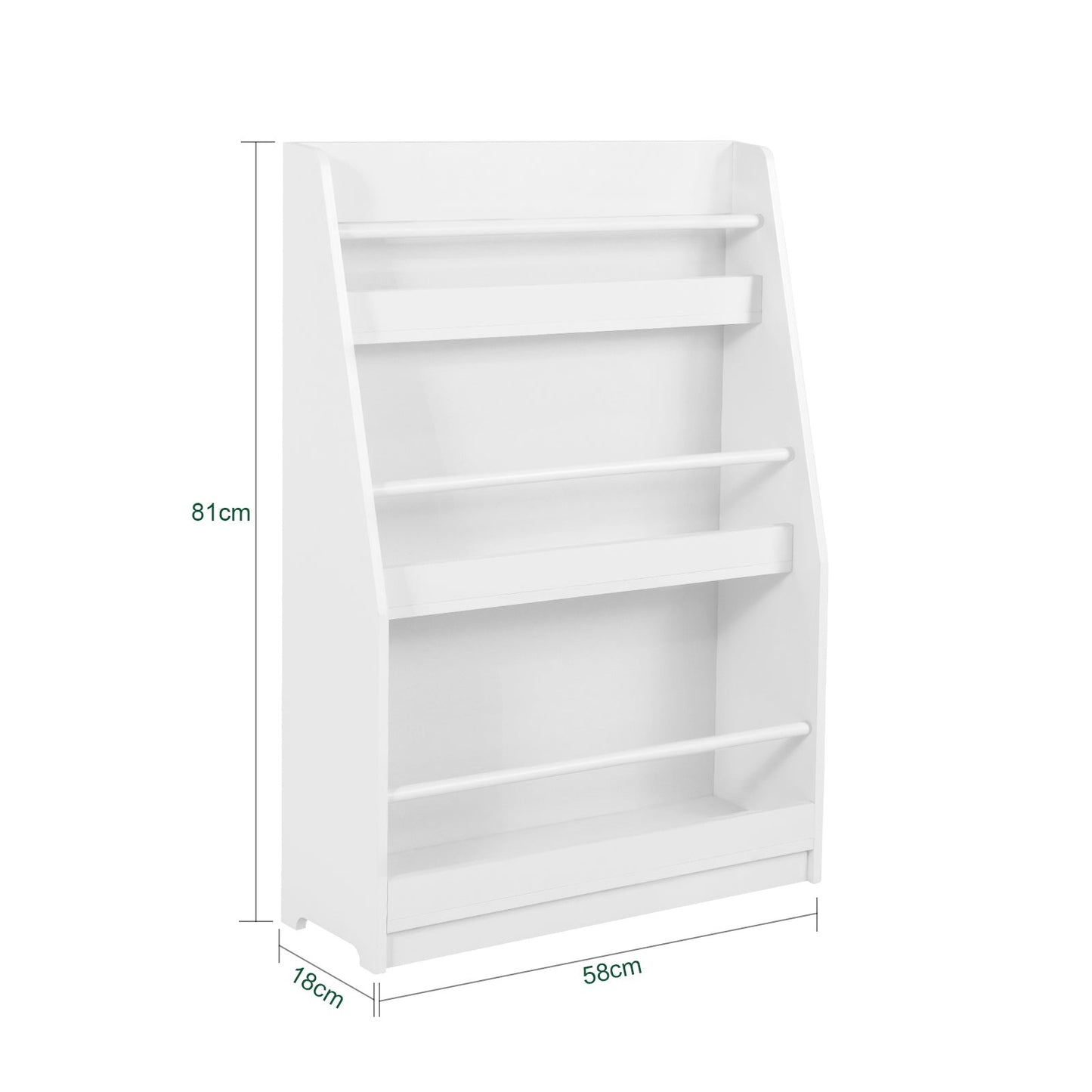 SoBuy Kinderboekenkast - 4 Planken - Max. 15 kg per plank - 58 x 18 x 81 cm - Wit