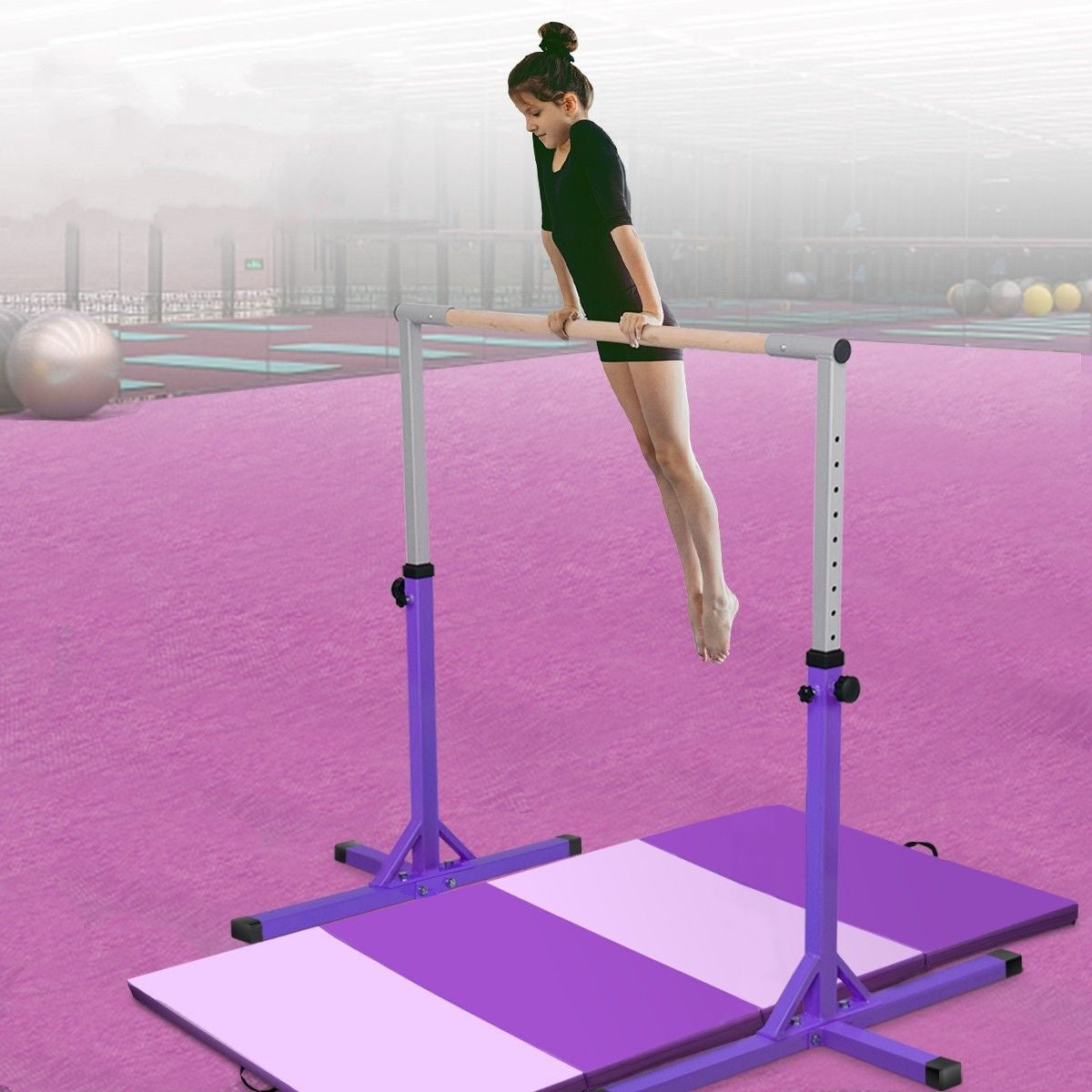 Coast Gymnastiekrek – Verstelbare Rekstok 91-150 cm – Draagvermogen 100 kg – 200 x 121 x 150 cm – Paars