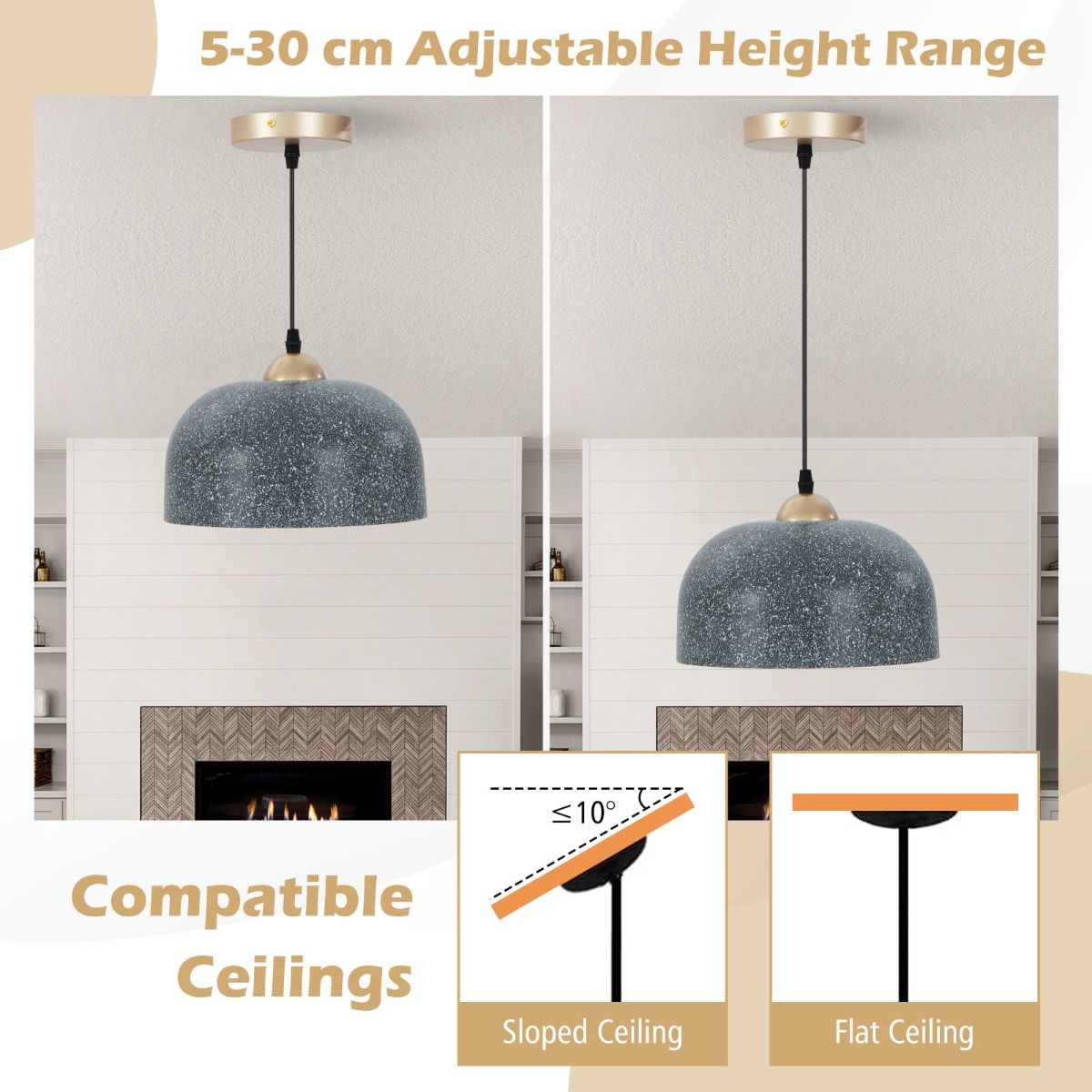 Coast Hanglamp - verstelbare ophangkabel - moderne kroonluchter - grijs - 25,5 x 118 cm