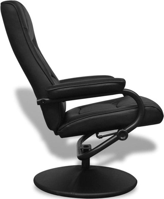 vidaXL - Tv-fauteuil - met - voetenbankje - kunstleer - zwart