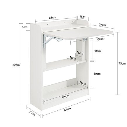 SoBuy Opvouwbaar Bureau - Max. 35 kg - 64 x 58 x 82 cm - Wit
