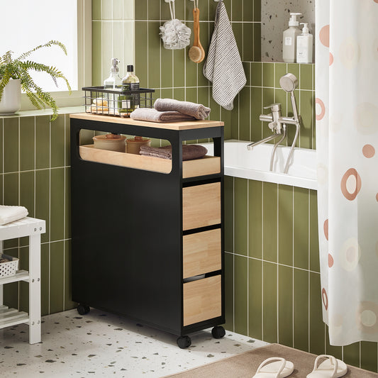 SoBuy Archiefkast - BZR54-SCH - MDF & Bamboe - Tot. 40kg - 24x82x65cm - Zwart