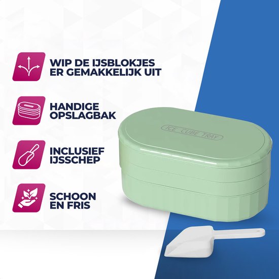 Roegaarden ijsblokjesvorm met deksel - ijsemmer - Ijsblokjesmaker - Met opvangbak - Met schep