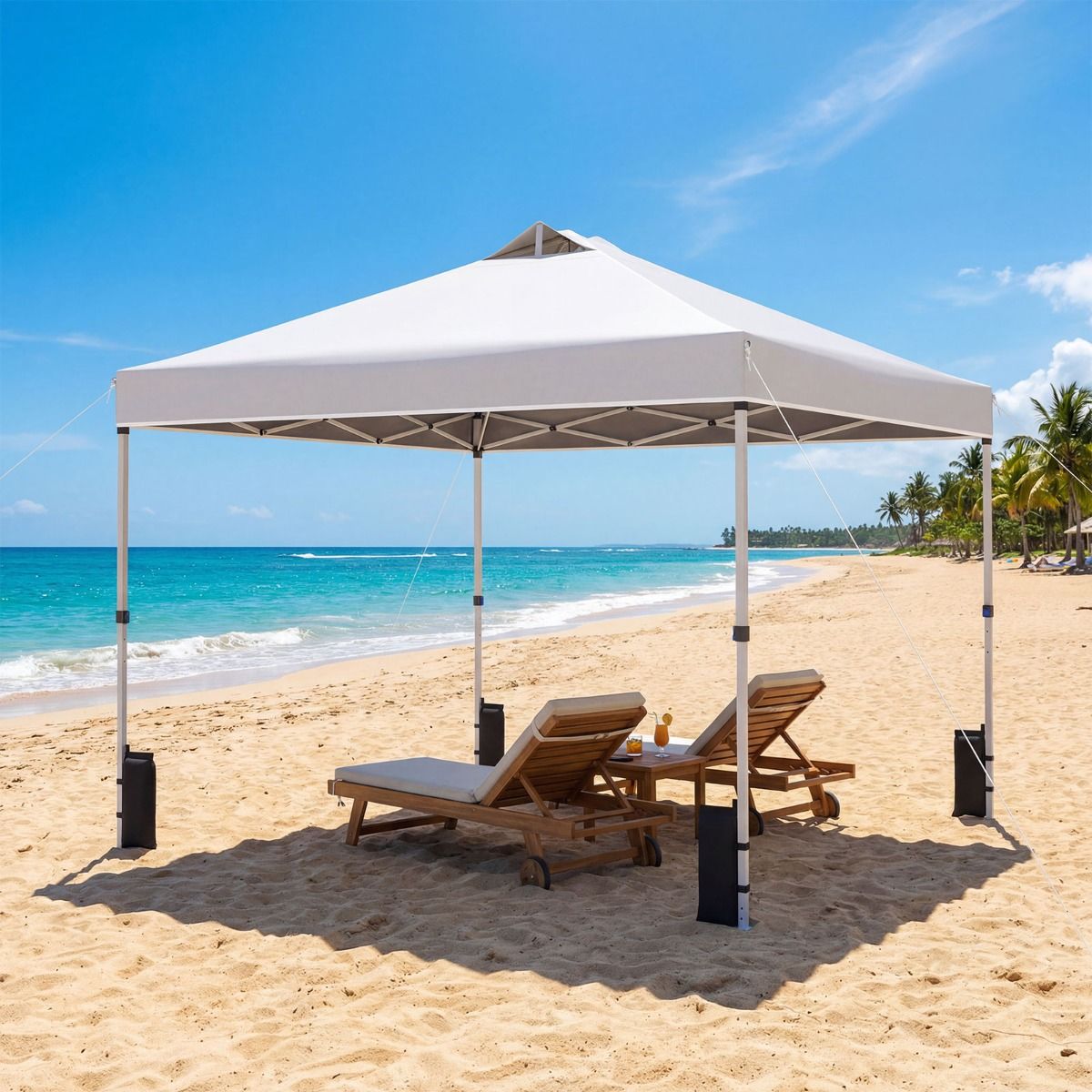 Coast Pop-up partytent - 3 x 3 m - met zandzakken, haringen en draagtas - wit