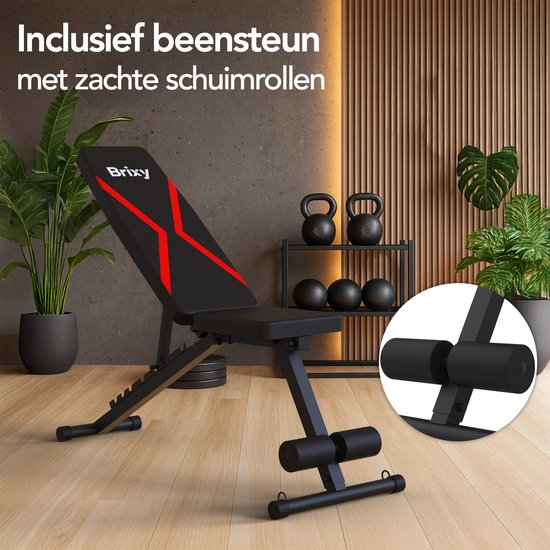 Brixy Fitness Halterbank - Fitnessbank - Tot 300KG - Bench Press Bank - Trainingsbank - Verstelbaar - Inklapbaar - Zwart