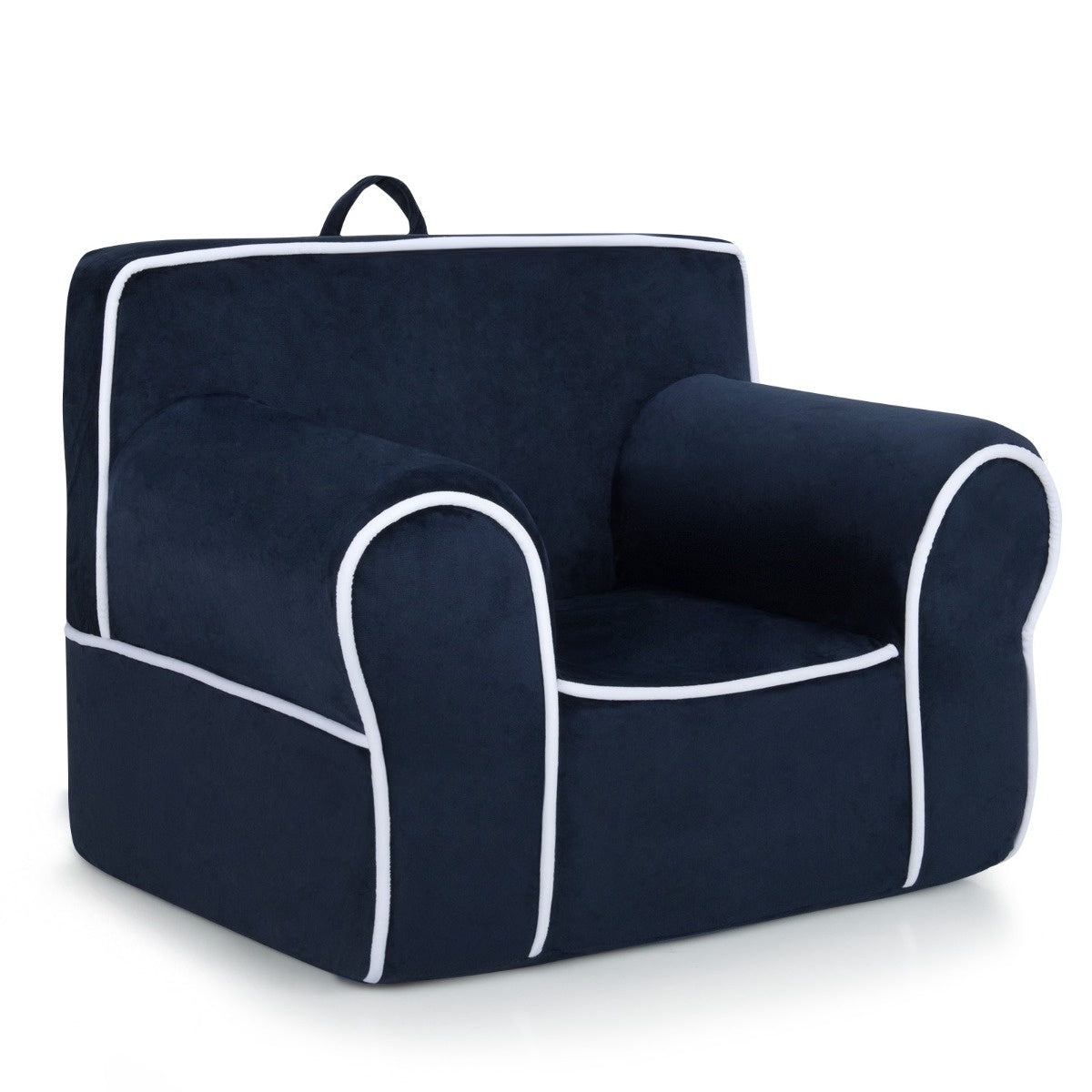 Coast Kinderfauteuil Donkerblauw – 69 x 46 x 50 cm – Zachte Fluwelen Peuterstoel met Schuimvulling
