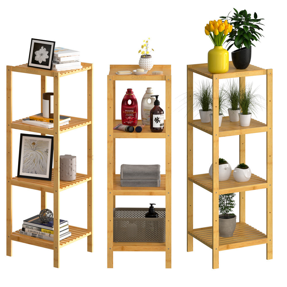 Casaria Staande badkamer/ woonkamer kast bamboe 110x33x33cm